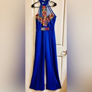 Elegant Blue Women's Jumpsuit with Belt